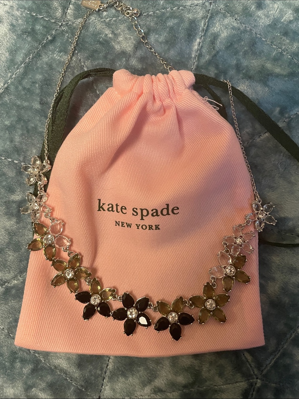 kate spade Silver-Tone Floral Statement Necklace with Black & Yellow Accents
